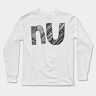 Nu Letter Doodle Pattern Long Sleeve T-Shirt